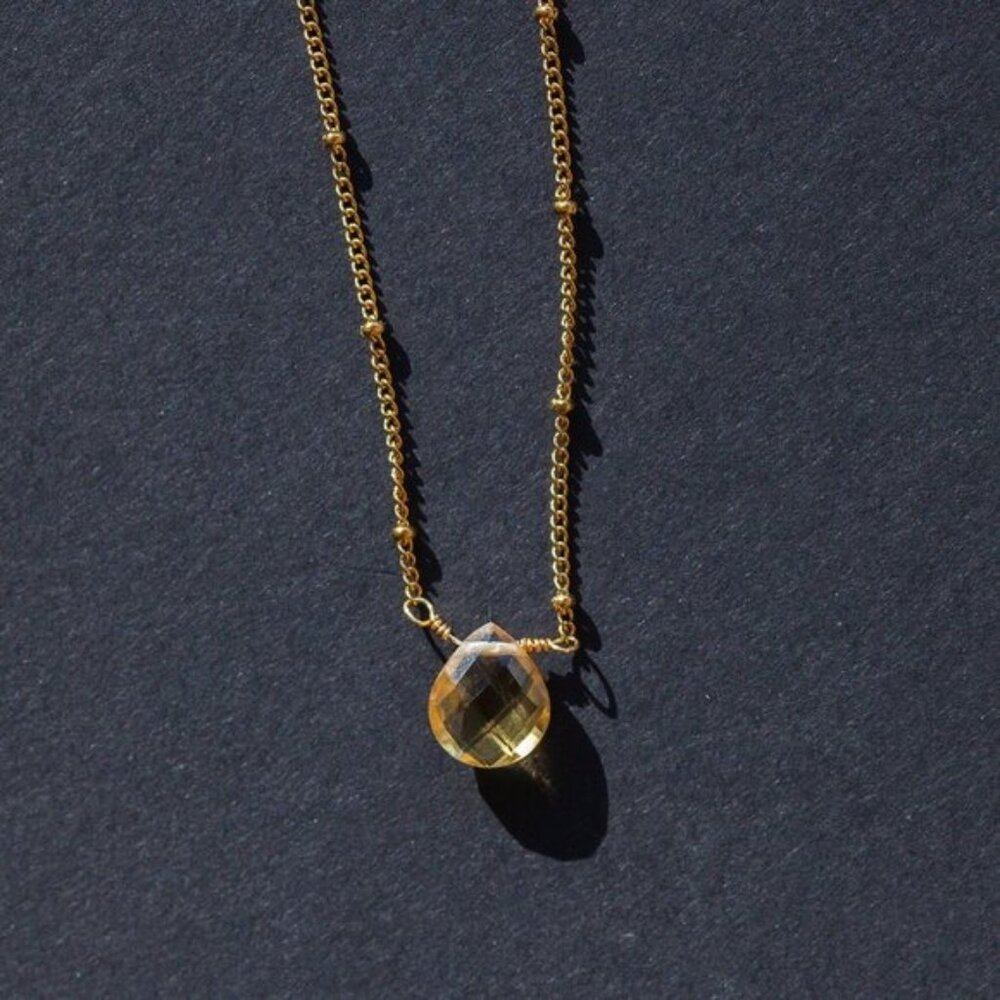 Citrine Pendant Necklace Gorgeous Everyday Necklace Waterproof Non-Tarnish Gold - Picture 7 of 12